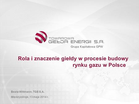 Rola i znaczenie giełdy w procesie budowy rynku gazu w Polsce
