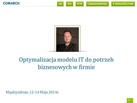 1 Optymalizacja modelu IT do potrzeb biznesowych w firmie Międzyzdroje, 12-14 Maja 2014r.