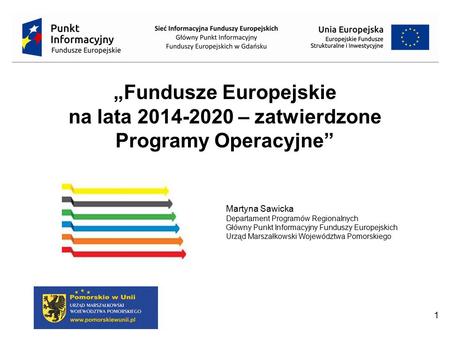 „Fundusze Europejskie  na lata – zatwierdzone Programy Operacyjne”