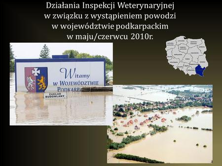 Działania Inspekcji Weterynaryjnej w związku z wystąpieniem powodzi w województwie podkarpackim w maju/czerwcu 2010r.