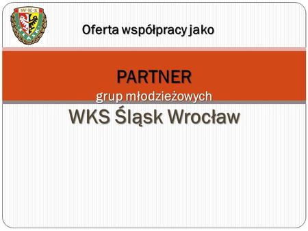 PARTNER grup młodzieżowych WKS Śląsk Wrocław Oferta współpracy jako.