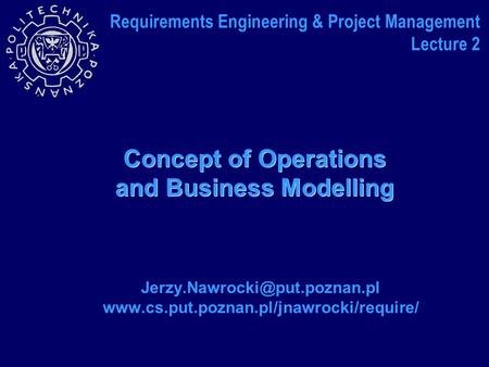 Concept of Operations and Business Modelling