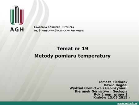 Temat nr 19 Metody pomiaru temperatury