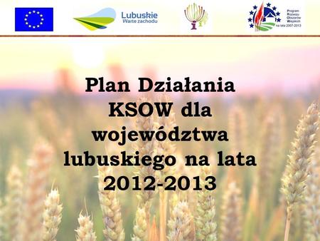 Plan Działania KSOW dla województwa lubuskiego na lata 2012-2013.