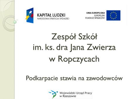 Zespół Szkół im. ks. dra Jana Zwierza w Ropczycach Podkarpacie stawia na zawodowców.