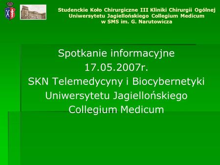 Spotkanie informacyjne r. SKN Telemedycyny i Biocybernetyki