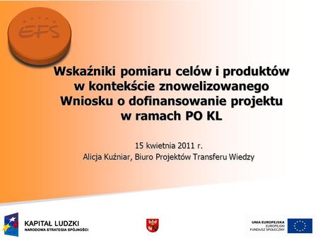 15 kwietnia 2011 r. Alicja Kuźniar, Biuro Projektów Transferu Wiedzy