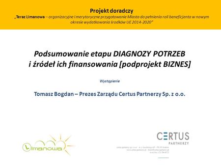 Tomasz Bogdan – Prezes Zarządu Certus Partnerzy Sp. z o.o.