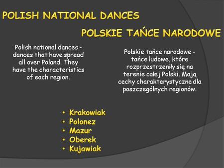 POLISH NATIONAL DANCES
