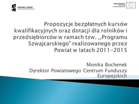 Monika Bochenek Dyrektor Powiatowego Centrum Funduszy Europejskich