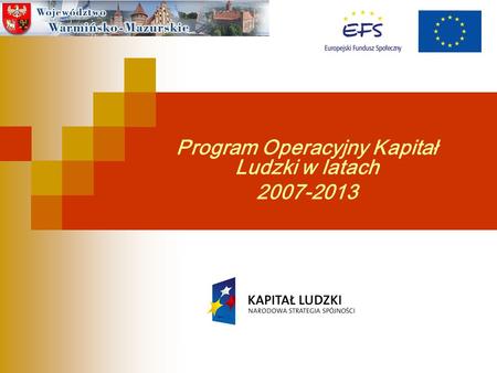 Program Operacyjny Kapitał Ludzki w latach 2007-2013.