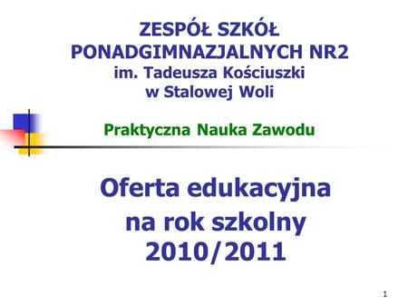 Oferta edukacyjna na rok szkolny 2010/2011