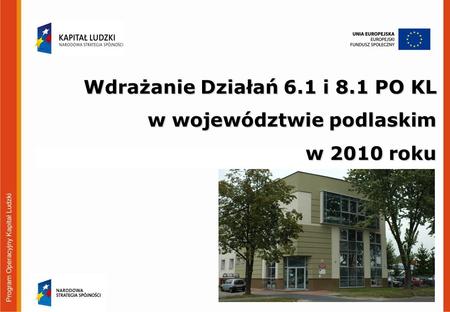 Wdrażanie Działań 6.1 i 8.1 PO KL w województwie podlaskim w 2010 roku.