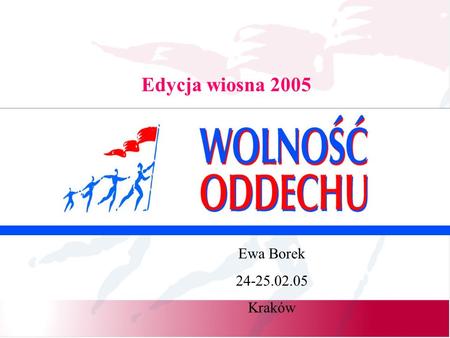 Edycja wiosna 2005 Ewa Borek 24-25.02.05 Kraków. Edycja wiosna 2005 3 nowe województwa ( małopolskie, warmińsko-mazurskie, podkarpackie) Badania przesiewowe.