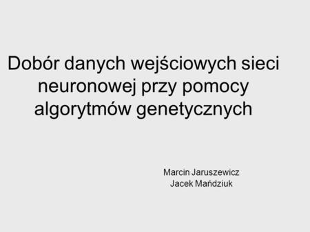 Marcin Jaruszewicz Jacek Mańdziuk