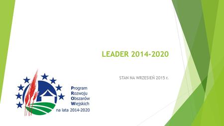 LEADER 2014-2020 STAN NA WRZESIEŃ 2015 r..