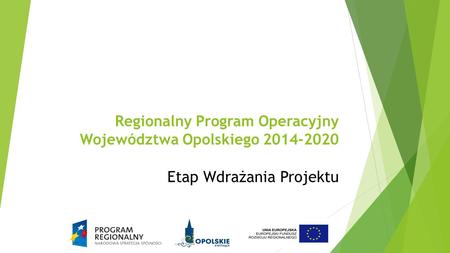Regionalny Program Operacyjny Województwa Opolskiego 2014-2020 Etap Wdrażania Projektu.