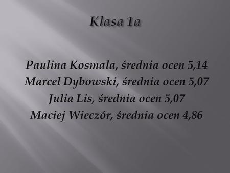 Klasa 1a Paulina Kosmala, średnia ocen 5,14