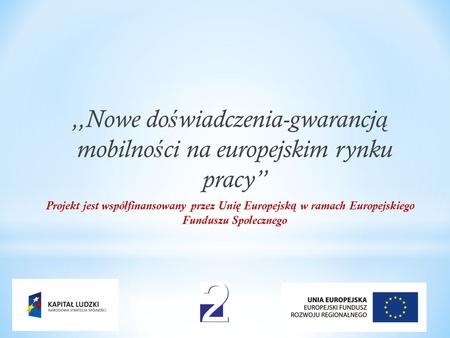 ,,Nowe doświadczenia-gwarancją mobilności na europejskim rynku pracy”