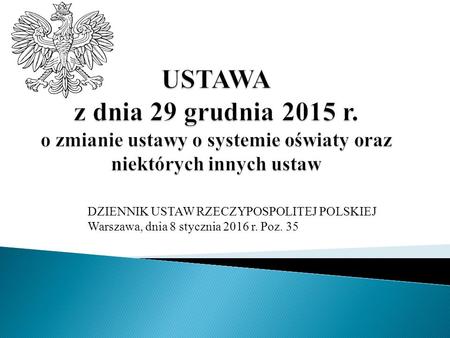 DZIENNIK USTAW RZECZYPOSPOLITEJ POLSKIEJ Warszawa, dnia 8 stycznia 2016 r. Poz. 35.