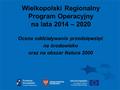 Wielkopolski Regionalny Program Operacyjny na lata 2014 – 2020 Ocena oddziaływania przedsięwzięć na środowisko oraz na obszar Natura 2000.