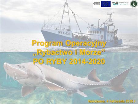 Program Operacyjny „Rybactwo i Morze” PO RYBY 2014-2020 Warszawa, 4 listopada 2015 r.