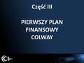 Część III PIERWSZY PLAN FINANSOWY COLWAY. Czy biznesu Colway trudno się nauczyć? Prezentacja Pierwszego Planu Finansowego Colway.