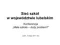 Sieć szkół w województwie lubelskim Konferencja „Mała szkoła – duży problem?” Lublin, 3 lutego 2011 roku.