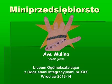 Miniprzedsiębiorsto Ave Mulina Spółka jawna Liceum Ogólnokształcące z Oddziałami Integracyjnymi nr XXX Wrocław 2013-14.