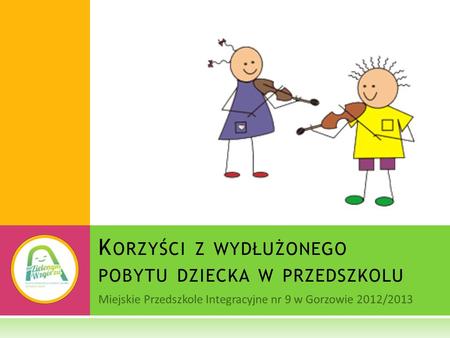 Miejskie Przedszkole Integracyjne nr 9 w Gorzowie 2012/2013 K ORZYŚCI Z WYDŁUŻONEGO POBYTU DZIECKA W PRZEDSZKOLU.
