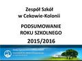 PODSUMOWANIE ROKU SZKOLNEGO 2015/2016 Zespół Szkół w Cekowie-Kolonii.