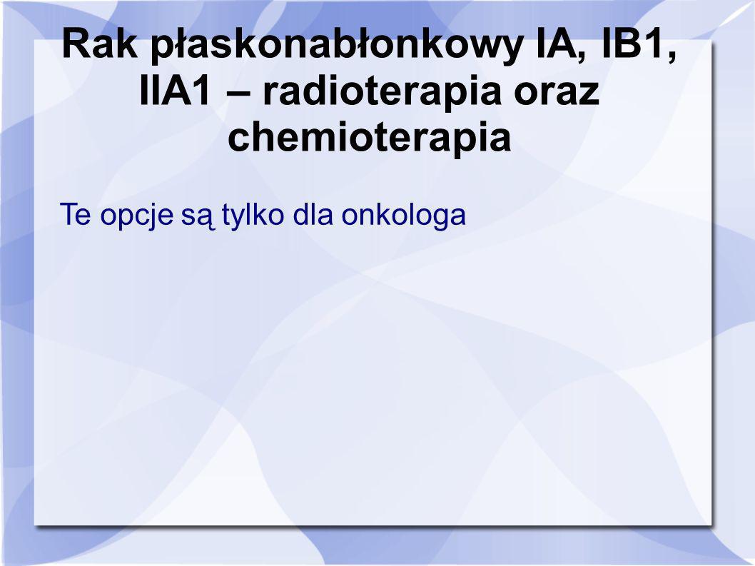 Rak płaskonabłonkowy IA, IB1, IIA1 – radioterapia oraz chemioterapia