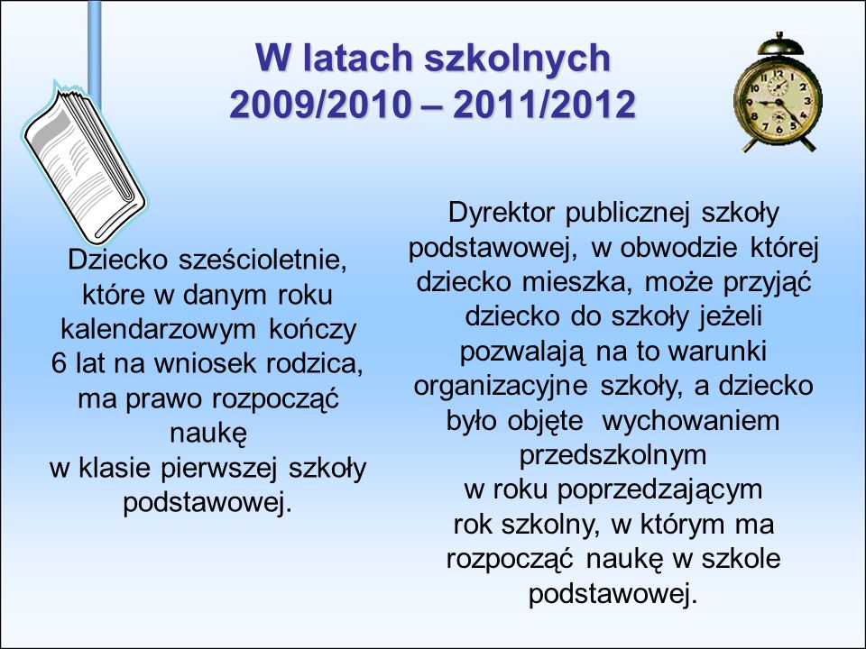 W latach szkolnych 2009/2010 – 2011/2012