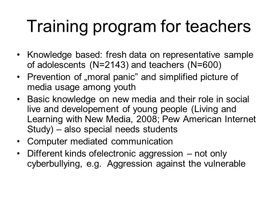 Training program for teachers