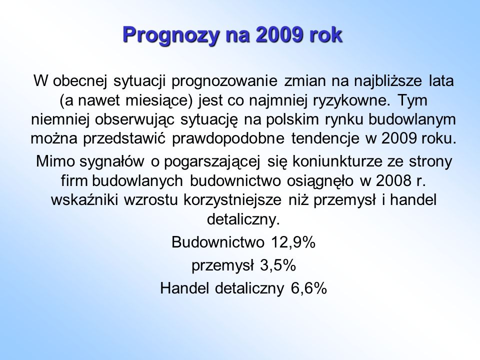 Prognozy na 2009 rok