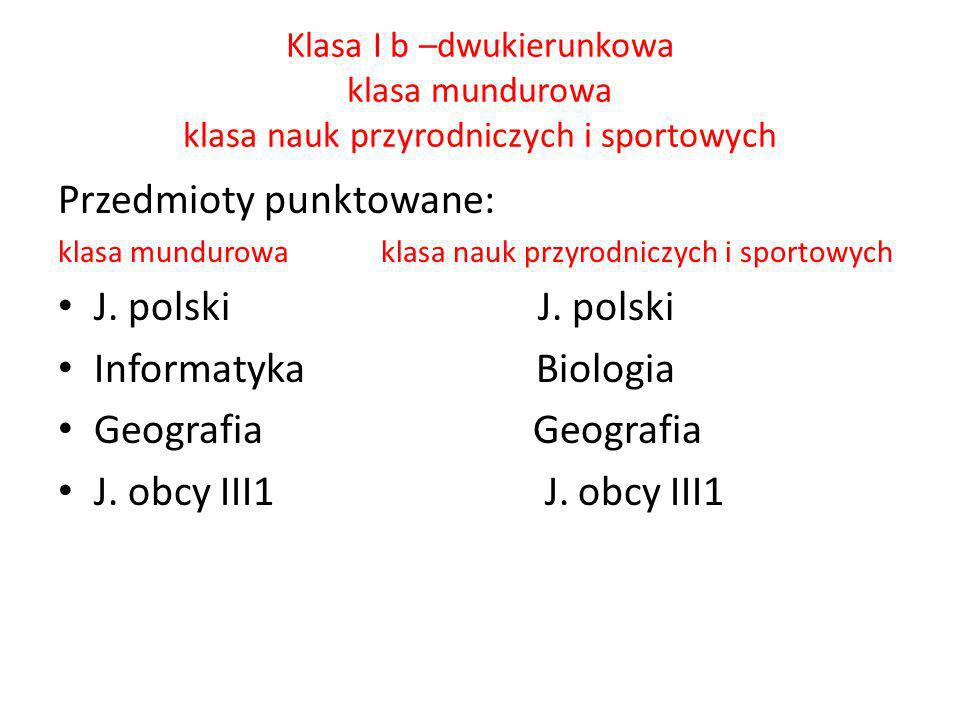 Przedmioty punktowane: J. polski J. polski Informatyka Biologia