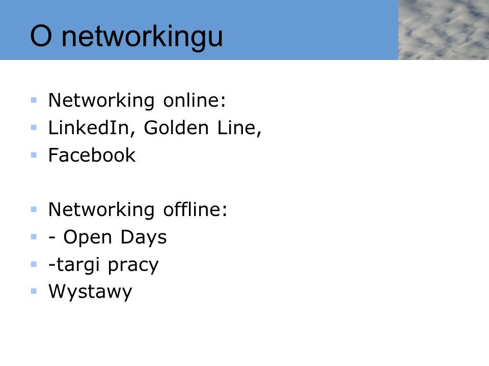 O networkingu Networking online: LinkedIn, Golden Line, Facebook