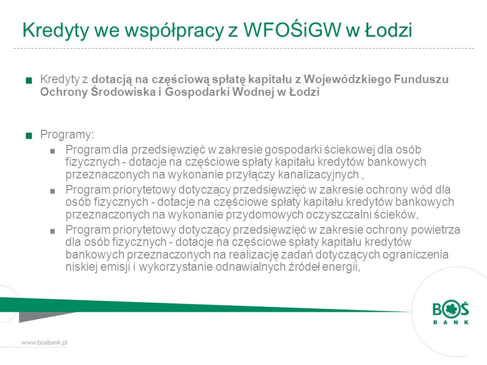 Kredyty we współpracy z WFOŚiGW w Łodzi