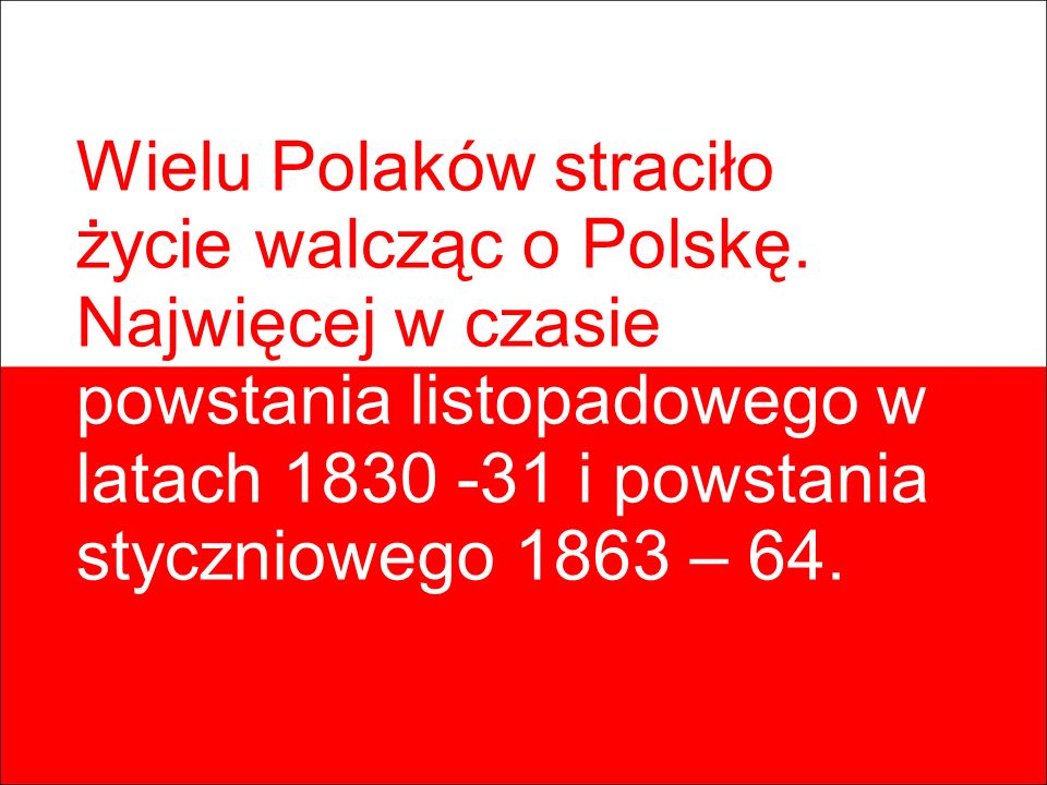 Wielu Polaków straciło życie walcząc o Polskę