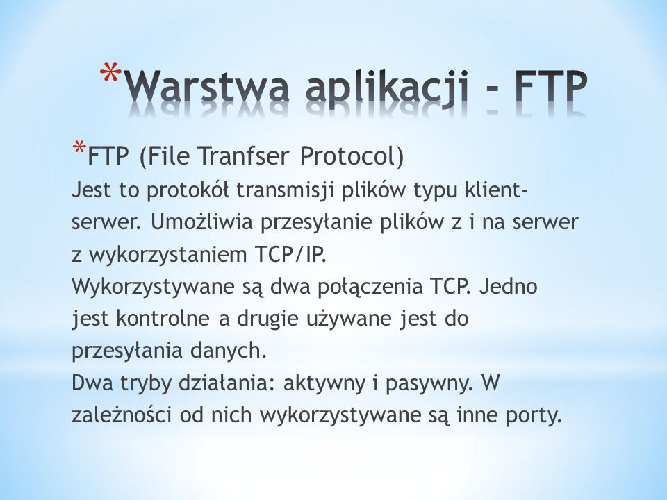 Warstwa aplikacji - FTP
