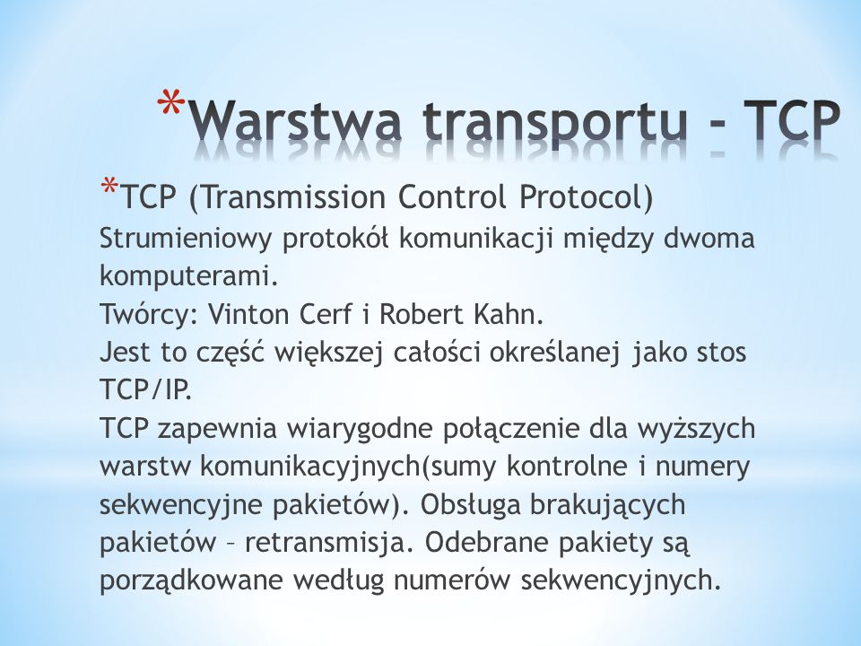 Warstwa transportu - TCP
