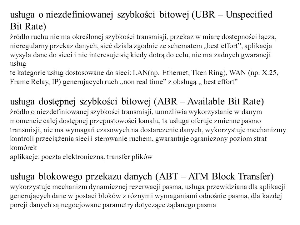 usługa dostępnej szybkości bitowej (ABR – Available Bit Rate)