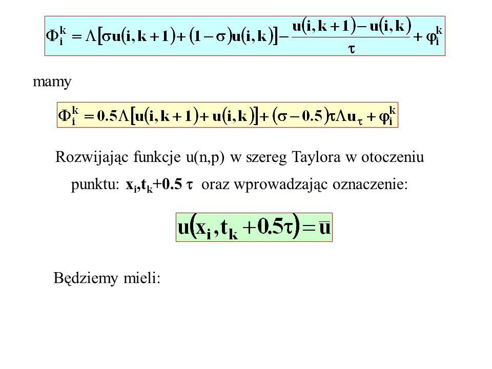 Rozwijając funkcje u(n,p) w szereg Taylora w otoczeniu