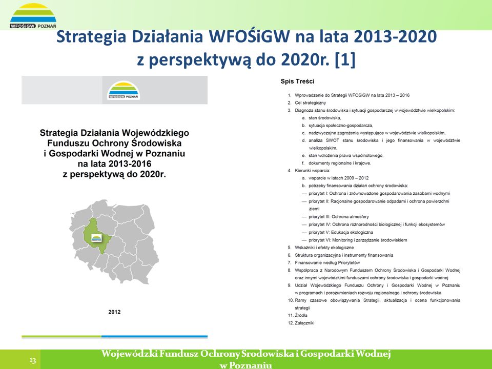 Strategia Działania WFOŚiGW na lata z perspektywą do 2020r