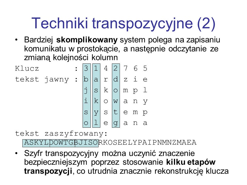 Techniki transpozycyjne (2)