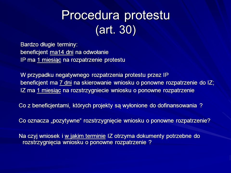 Procedura protestu (art. 30)