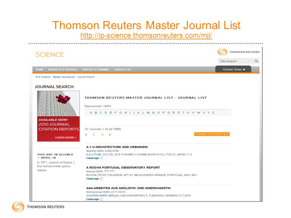 Thomson Reuters Master Journal List   thomsonreuters