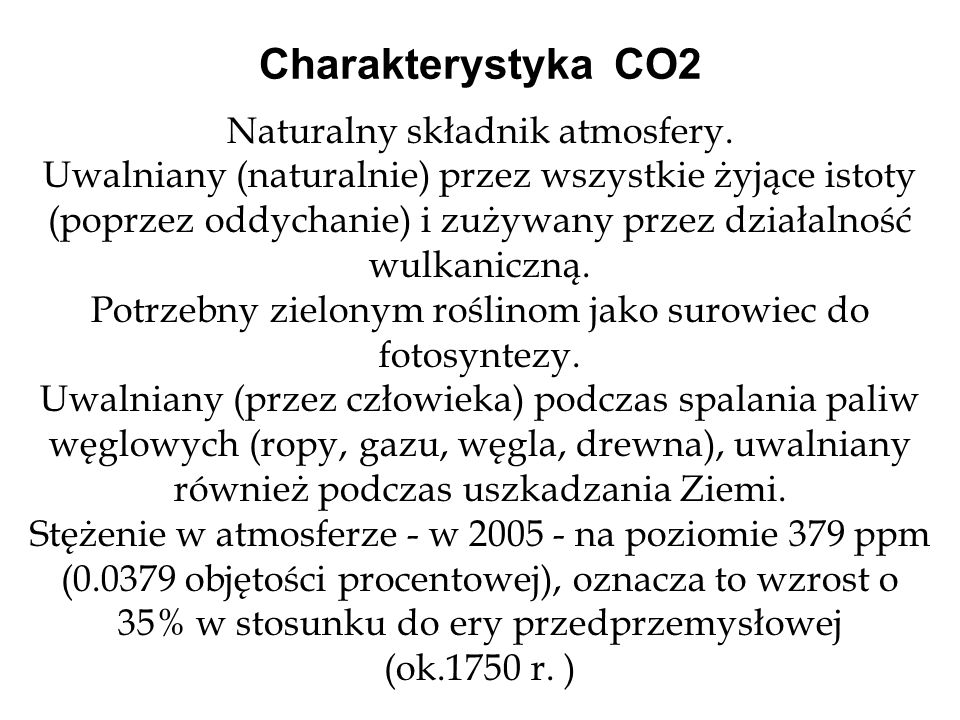 Charakterystyka CO2 Naturalny składnik atmosfery.