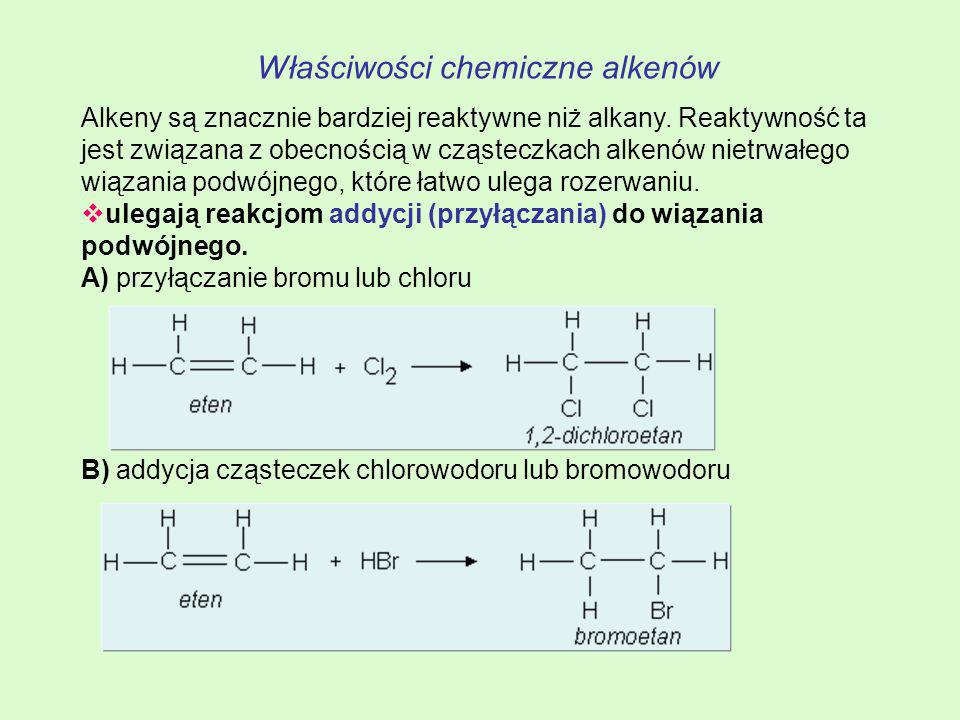 Właściwości chemiczne alkenów