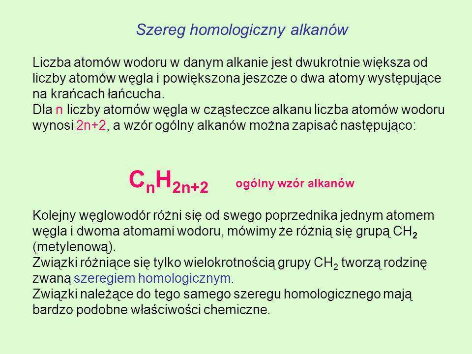CnH2n+2 ogólny wzór alkanów